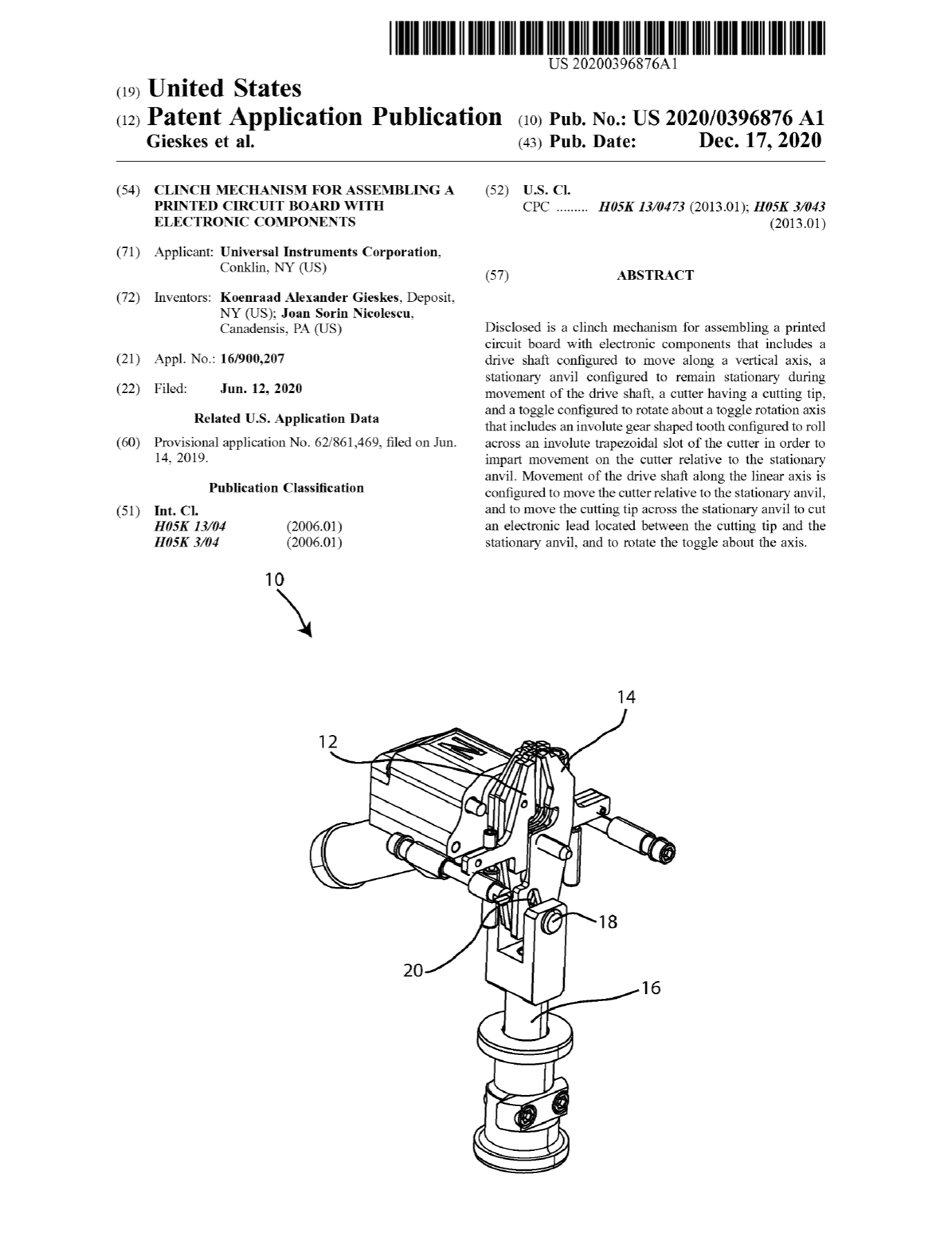 US PATENT: CLINCH MECHANISM FOR ASSEMBLING A PRINTED CIRCUIT BOARD WITH ELECTRONIC COMPONENTS (Free Digital Download)